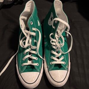 Converse Green High Top Sneakers with White Laces